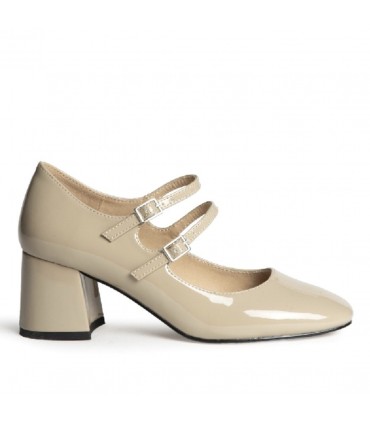 ZAPATO TACON CHAROL CON HEBILLAS M5755 TAUPE