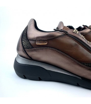 ZAPATO 48 HORAS PIEL 520708/54 MARRON COBALTO METAL