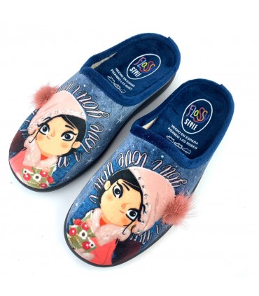 ZAPATILLA CASA FLOSSY POMPON 26-280 MARINO