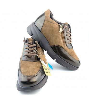 ZAPATO PIEL CORDON ELASTICO Y CREMALLERA 3316  BRONCE