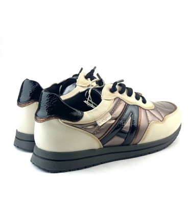 ZAPATILLA AMARPIES LETRA LATERAL AMD29399 CREMA BRONCE