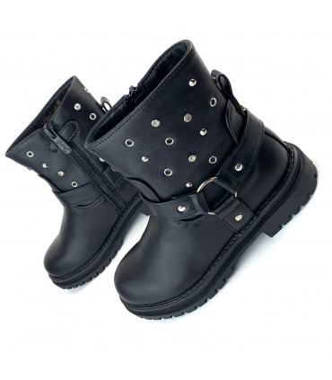 BOTA MOTERA NIÑA C1572 NEGRO