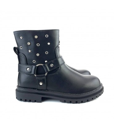 BOTA MOTERA NIÑA C1572 NEGRO