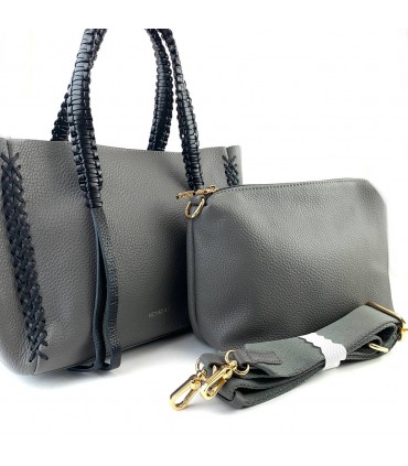BOLSO POLIPIEL TRENZAS NDLD250304-1 GRIS