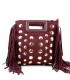 BOLSO ANTE TACHUELAS Y FLECOS JYL68040 GRANATE