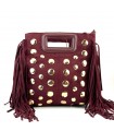 BOLSO ANTE TACHUELAS Y FLECOS JYL68040 GRANATE