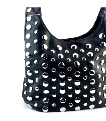 BOLSO POLIPIEL TACHUELAS BFY27999 NEGRO