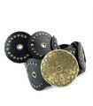 CINTURON PLACA ORO D8316 NEGRO
