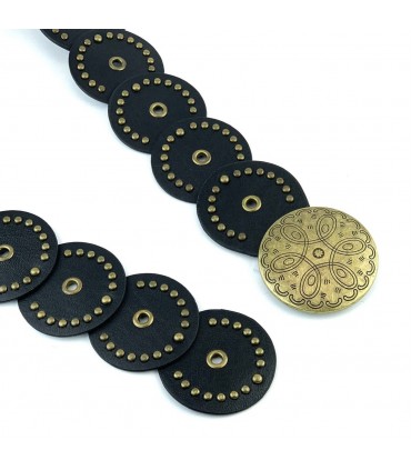 CINTURON PLACA ORO D8316 NEGRO