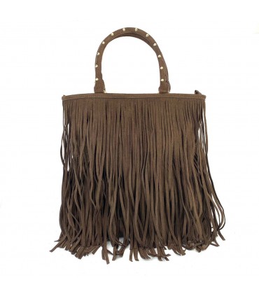 BOLSO FLECOS Y ASAS CON TACHUELAS KMV309428 CHOCOLATE