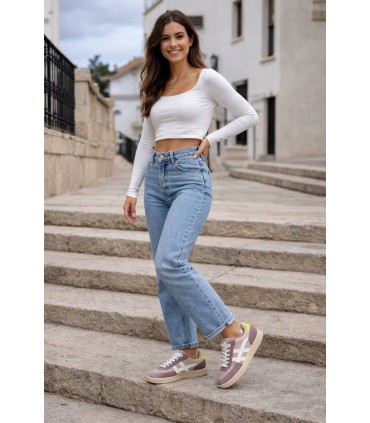ZAPATILLA RAYAS CORINA M6045 LILA VERDE