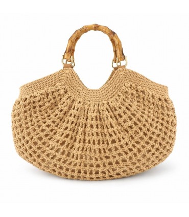 BOLSO RAFIA ASAS TIPO MADERA BNBN3622 KHAKI