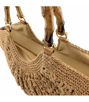 BOLSO RAFIA ASAS TIPO MADERA BNBN3622 KHAKI