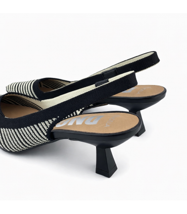 ZAPATO TACON DESTALONADO RAYAS DWS30631 NEGRO BEIGE