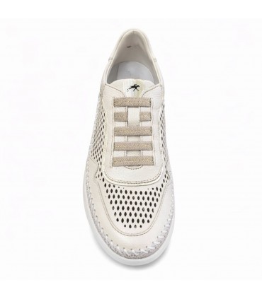 ZAPATO CUÑA FLUCHOS PICADOS F2143 BEIGE