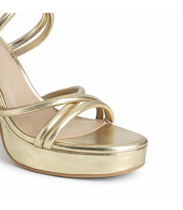 SANDALIA TACON ORO TIRAS Y2076