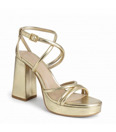 SANDALIA TACON ORO TIRAS Y2076