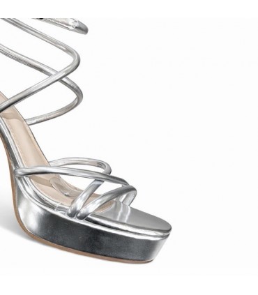 SANDALIA TACON PLATA TIRAS Y2076