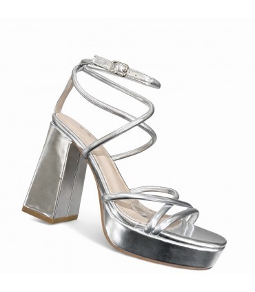 SANDALIA TACON PLATA TIRAS Y2076