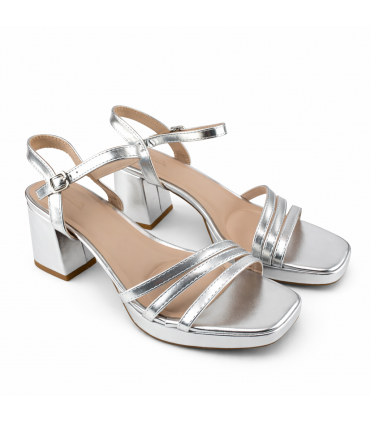 SANDALIA TACON PLATA TIRAS W6932