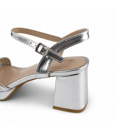 SANDALIA TACON PLATA TIRAS W6932