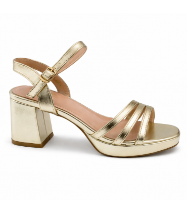 SANDALIA TACON ORO TIRAS W6932
