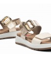 SANDALIA FLUCHOS PIEL HEBILLA F2166 ALUMINIO RAW PLATINO