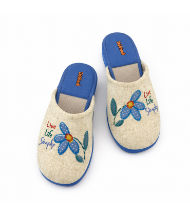 ZAPATILLA CASA DEVALVERDE ZUECO FLOR 1594 AGUAMAR
