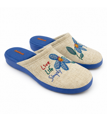 ZAPATILLA CASA DEVALVERDE ZUECO FLOR 1594 AGUAMAR