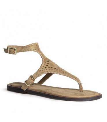 SANDALIA PLANA BOHO TACHUELAS M6430 CAMEL