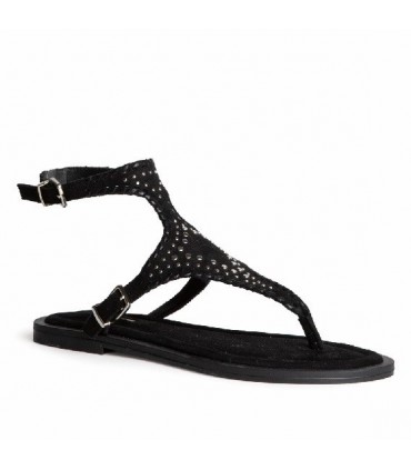 SANDALIA PLANA BOHO TACHUELAS M6430 NEGRO