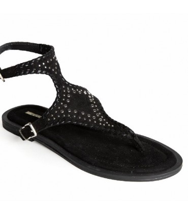 SANDALIA PLANA BOHO TACHUELAS M6430 NEGRO