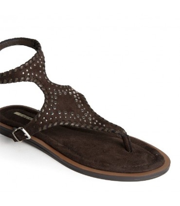 SANDALIA PLANA BOHO TACHUELAS M6430 CAFE