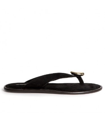 SANDALIA PLANA DEDO PLACA M6445 NEGRO