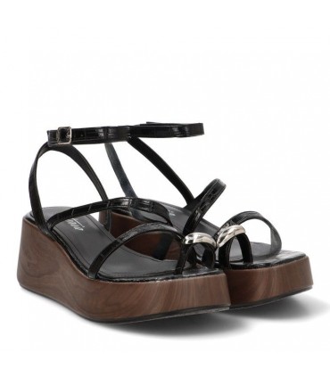 SANDALIA PLATAFORMA PLACA 1112 NEGRO
