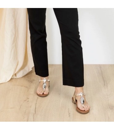 SANDALIA OH MY SANDALS PLANA DEDO PIEL 5864 CHAMPAN