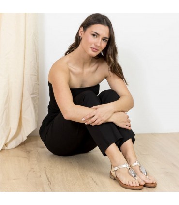 SANDALIA OH MY SANDALS PLANA DEDO PIEL 5864 CHAMPAN
