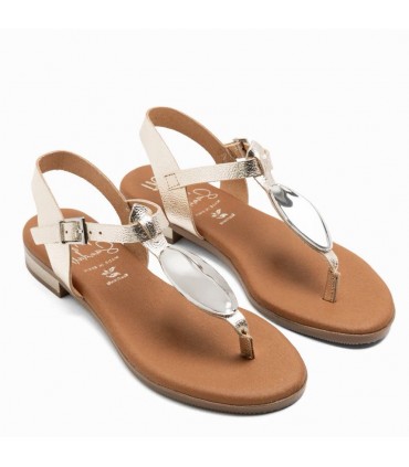 SANDALIA OH MY SANDALS PLANA DEDO PIEL 5864 CHAMPAN