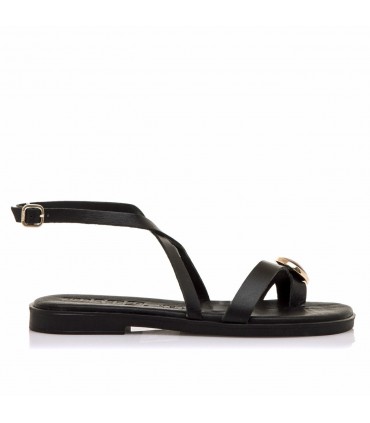 SANDALIA PIEL MUSTANG PLACA 55931 NEGRO