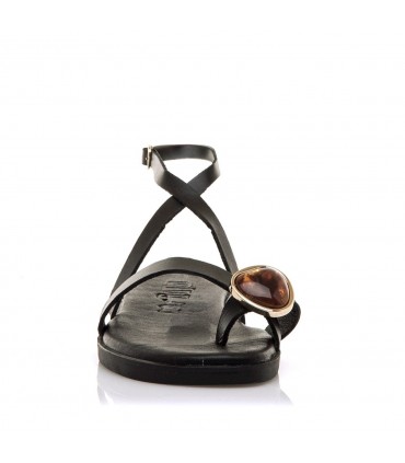 SANDALIA PIEL MUSTANG PLACA 55931 NEGRO