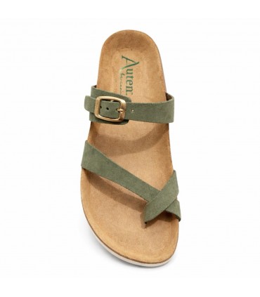 SANDALIA BIO AUTENTI PIEL DEDO 3572 SERRAJE VERDE