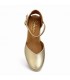 SANDALIA CUÑA PIEL COMODA MUJER  6CM 48G-5 PLATINO