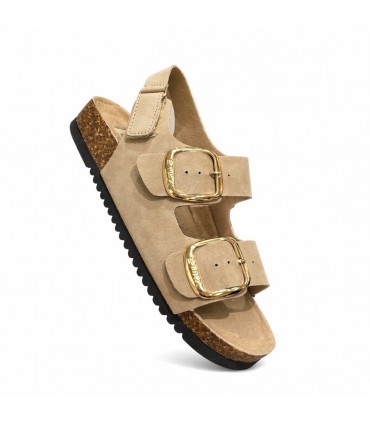 SANDALIA DOS HEBILLAS ETIKA VELCRO 10095 BEIG