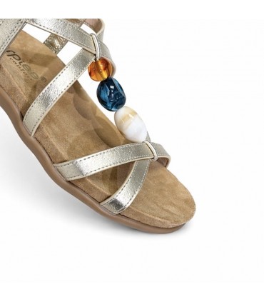 SANDALIA AMARPIES PIEDRAS ABZ30219 PLATINO