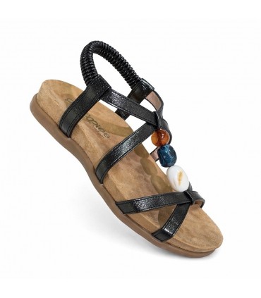 SANDALIA AMARPIES PIEDRAS ABZ30219 NEGRO