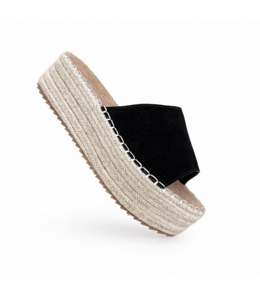SANDALIA PLATAFORMA PIEL ETIKA 10056 NEGRO