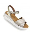 SANDALIA COMODA MUJER PIEL CRUZADA 302 ORO