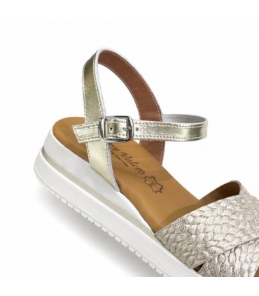 SANDALIA COMODA MUJER PIEL CRUZADA 302 ORO