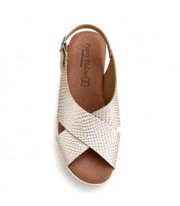 SANDALIA COMODA MUJER PIEL CRUZADA COCO 315 ORO