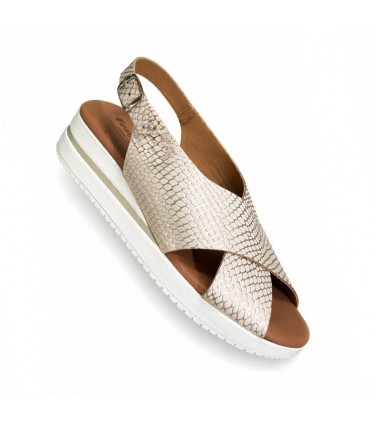 SANDALIA COMODA MUJER PIEL CRUZADA COCO 315 ORO